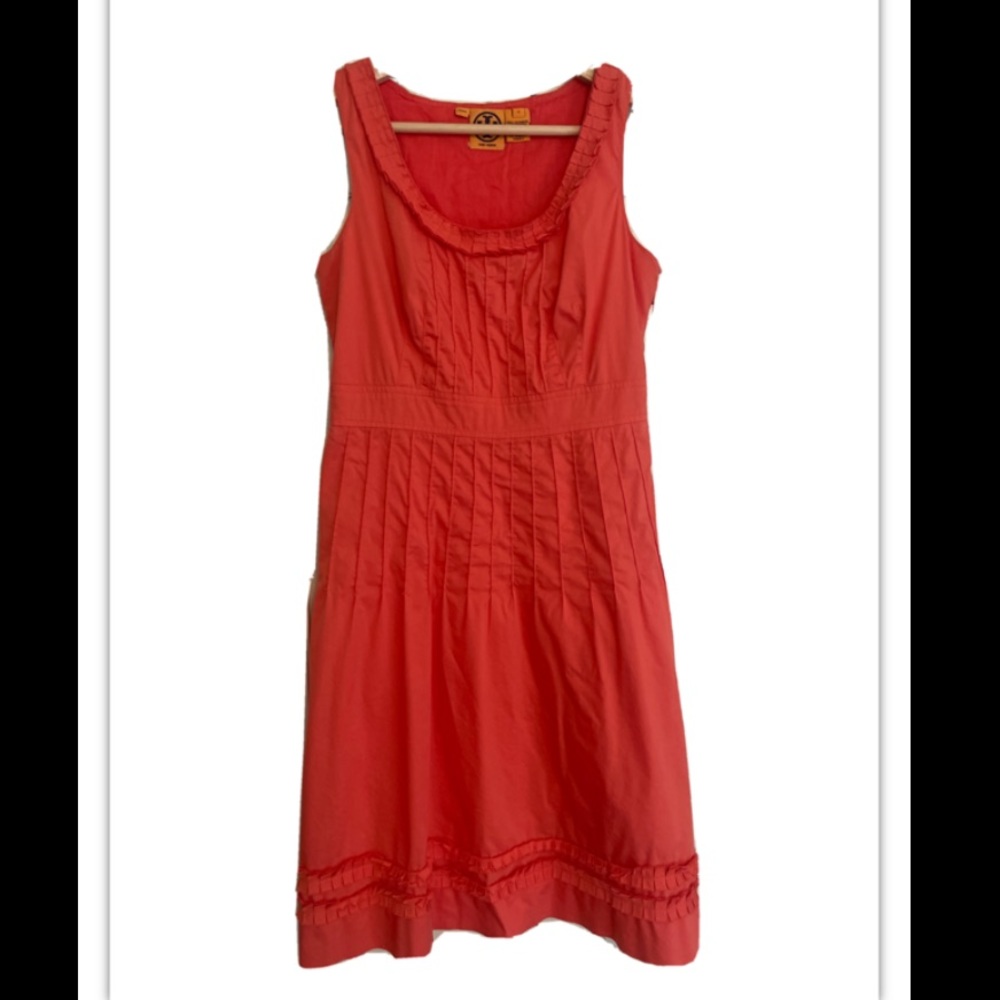 Tory Burch Pleated A-Line Coral/Salmon Dress size 2
